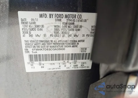 2012 Ford Explorer Xlt из США, поврежденный, VIN 1FMHK7D83CGA35600